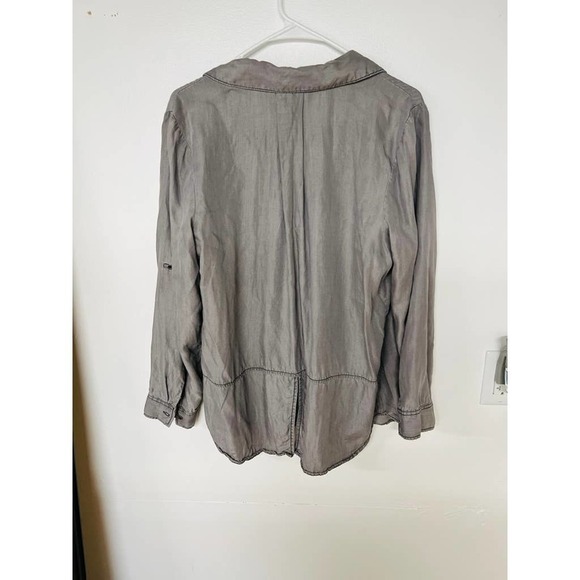 Terre Bleue Grey Button Down Blouse - Picture 7 of 9